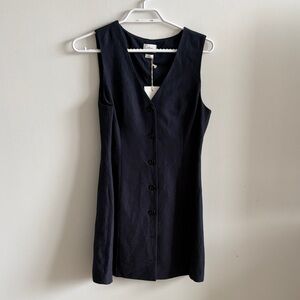 Aritzia Navy Sleeveless Button-Front Mini Dress